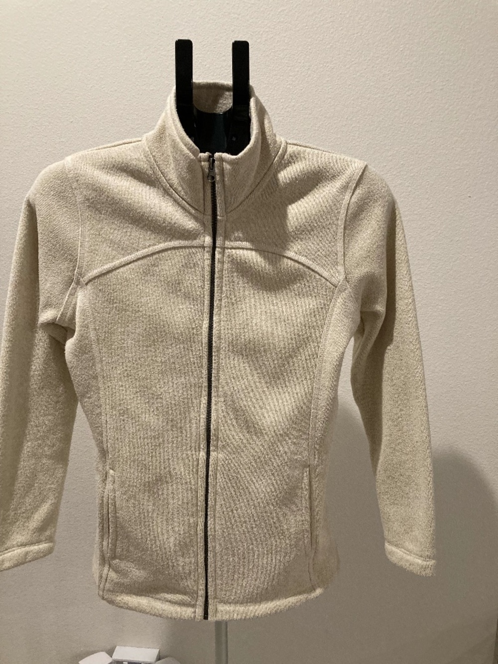 Jason Maxwell Women's Size Small Oatmeal Cream Full Zip Fleece Jacket Fitted